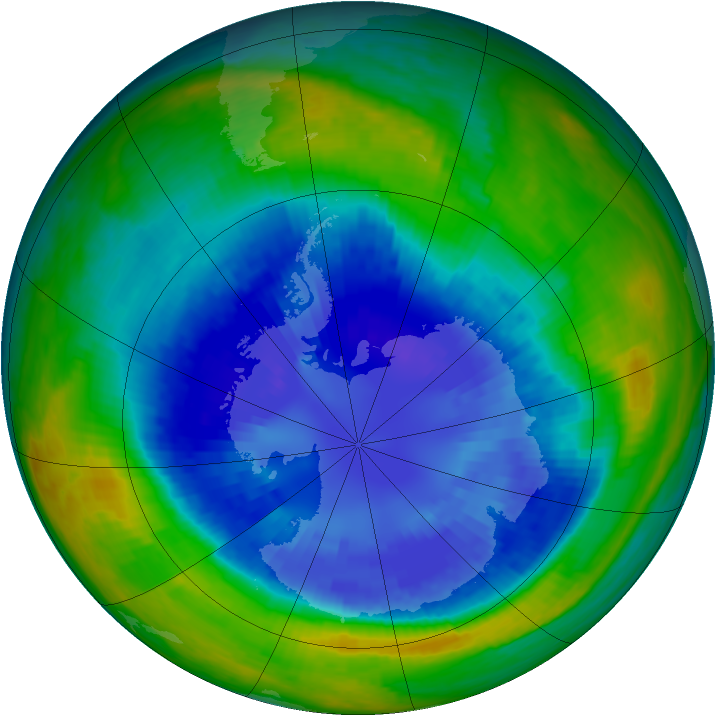 Antarctic ozone map for 07 September 2004